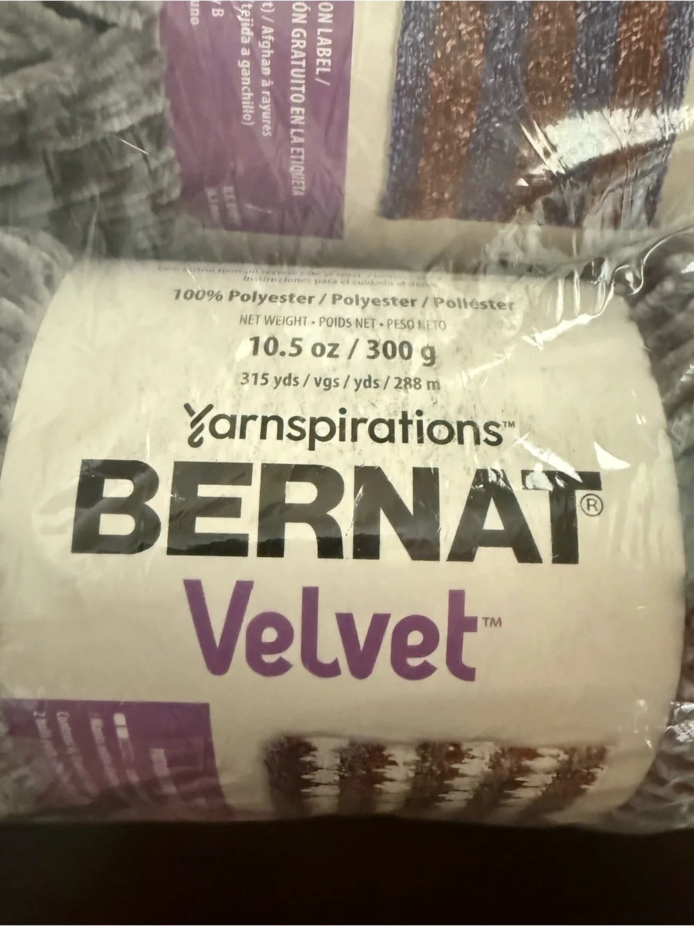 Yarnspirations Bernat Velvet Chenille Yarn - Light Gray - Vapor Gray Color